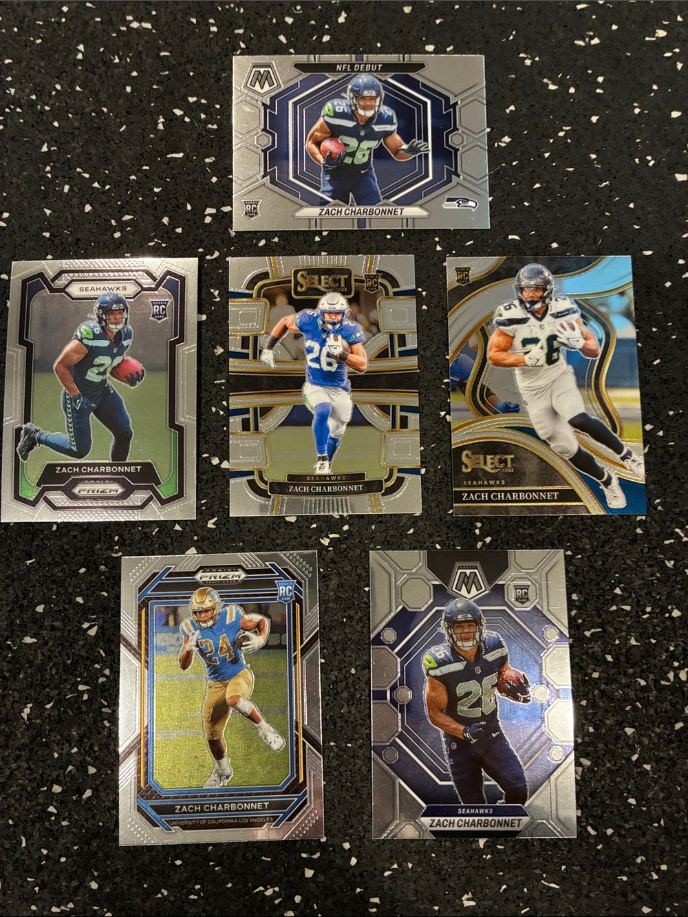 Zach Charbonnet Football Rookie Card Lot - Seahawks / UCLA
